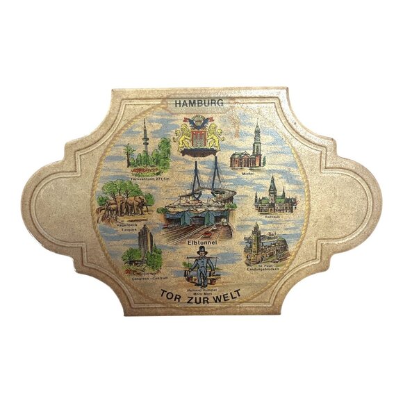 Vintage Hamburg Germany Ceramic Souvenir Plaque – Tor Zur Welt – 12x8 Wall Decor - Picture 1 of 3